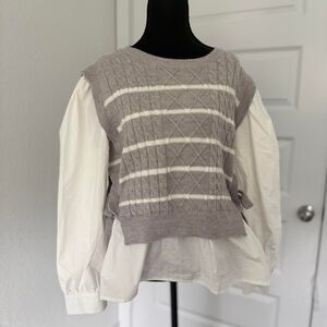 lovelo Women's Grey and White T-shirt